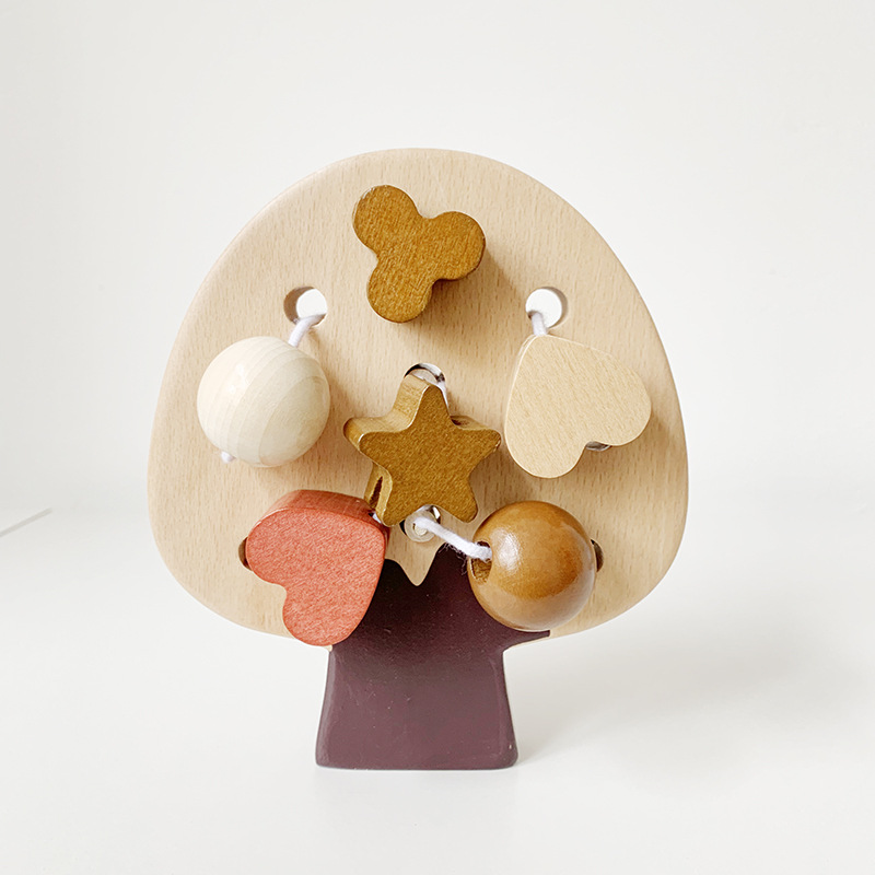 Montessori Wooden Tree Bead Toy for Toddlers 1,2,3, -4