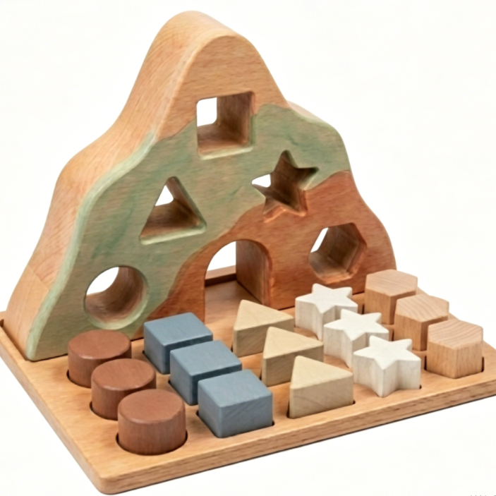 Montessori Wooden Shape Sorter Mountain Learning Toy for Toddlers-MDC2603-1